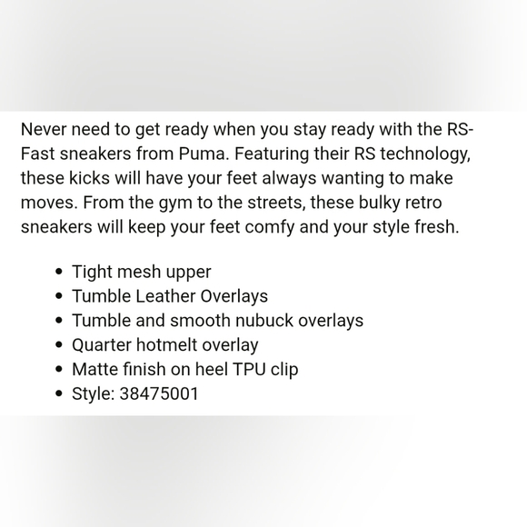 Puma RS-Fast Candy Pre-School Bulky Retro Sneakers - Sz 4C - Picture 10 of 11